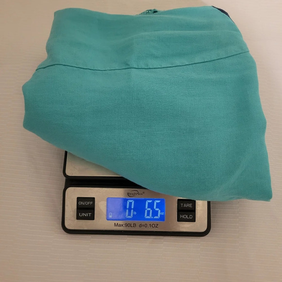 Kaari Blue Linen Crochet Top sz M - Picture 7 of 7